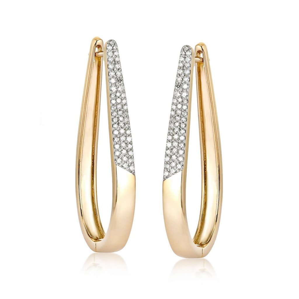Timeless Treasure 14k (Or 18k Upon Request) Yellow Gold Hoops Diamond Earrings